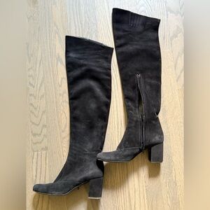 Saint Laurent Black Suede Over-the-Knee Boots – Size 37.5 Fall/Winter